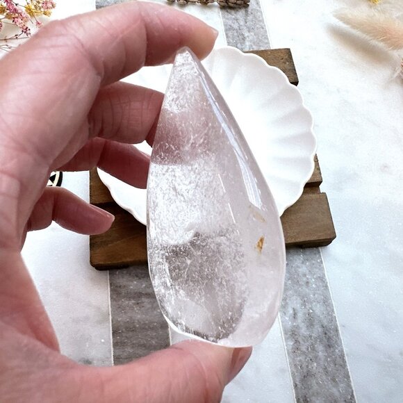 Gorgeous Small Clear Quartz Water Droplet | Clear Quartz Flame - Picture 8 of 10